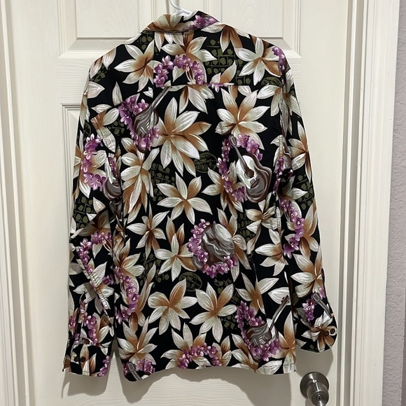 Ukulele Aloha Shirt – Black Button Down Long Sleeve size medium - Picture 5 of 6